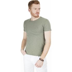 Cazador 4602 Haki Orta Bisiklet Yaka Erkek T-Shirt