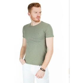 Cazador 4602 Haki Orta Bisiklet Yaka Erkek T-Shirt