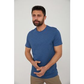 Cazador 4602 İndigo Orta Bisiklet Yaka Flamlı Erkek T-Shirt