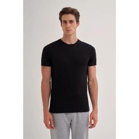 Cazador 4602 Siyah Orta Bisiklet Yaka Flamlı Erkek T-Shirt