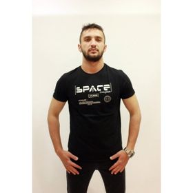 Cazador CAZ 4172 Siyah Space Baskılı Bisiklet Yaka Erkek T-Shirt