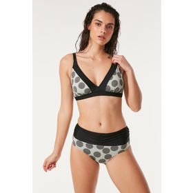 C&City 3146 Siyah Gri Kadın Yüksek Bel Toparlayıcı Bikini Takım