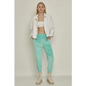 C&City 721 Mint Yeşil Kadın Paçası Lastikli Kadife Eşofman Altı