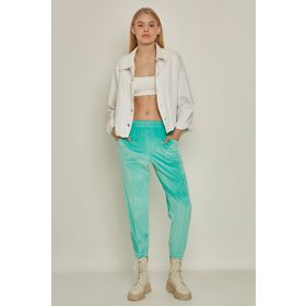 C&City 721 Mint Yeşil Kadın Paçası Lastikli Kadife Eşofman Altı