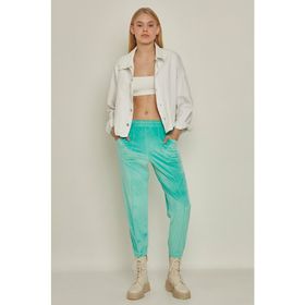 C&City 721 Mint Yeşil Kadın Paçası Lastikli Kadife Eşofman Altı