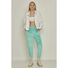 C&City 721 Mint Yeşil Kadın Paçası Lastikli Kadife Eşofman Altı