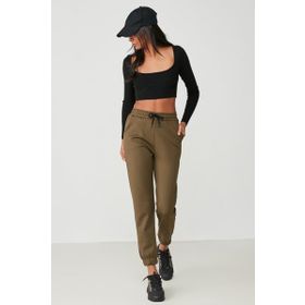 C&City 802 Basic Jogger Haki Kadın Eşofman Altı