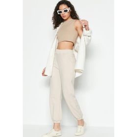C&City 802 Basic Jogger Krem Kadın Eşofman Altı