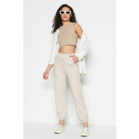 C&City 802 Basic Jogger Krem Kadın Eşofman Altı