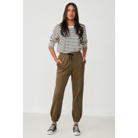 C&City 806 Haki Jogger Lastikli Kadın Spor Eşofman Altı