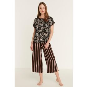 C&City 9081 Kem Desenli Viskon Kısa Kol Pijama Takım