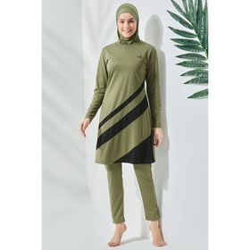 C&City C11020 Haki Tam Kapalı Tesettür Mayo