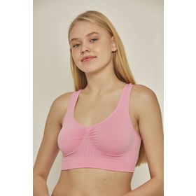 C&City C14001 Pembe Neon XL Dikişsiz Sporcu Büstiyer