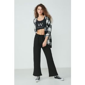 C&City Wide Leg İspanyol Paça 904 Siyah Kadın Eşofman Altı