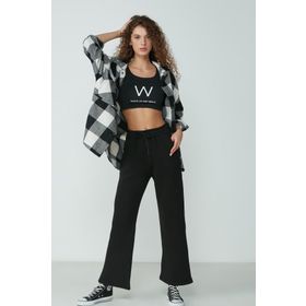 C&City Wide Leg İspanyol Paça 904 Siyah Kadın Eşofman Altı