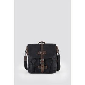 Ççs 31487 Siyah Mumlanmış Kanvas Retro Omuz Çantası