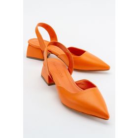 Ccway Cilt Topuklu Oranj Kadın Sandalet