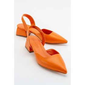 Ccway Cilt Topuklu Oranj Kadın Sandalet