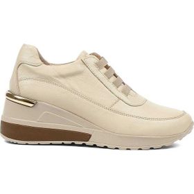 Celal Gültekin Kadın Bej Dolgu Topuklu Deri Sneaker