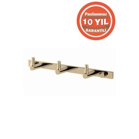 Çelik Banyo MS10 059 Paslanmaz Pirinç Mercan 3'lü Askılık Havlu Askısı
