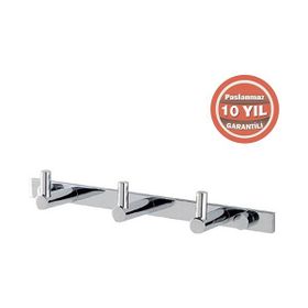 Çelik Banyo MS10 059 Paslanmaz Pirinç Mercan 3'lü Askılık Havlu Askısı