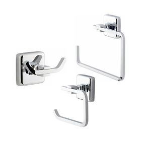 Çelik Banyo Pirinç Kumru Havluluk - Askılık - Tuvalet Kağıtlığı Üçlü Set