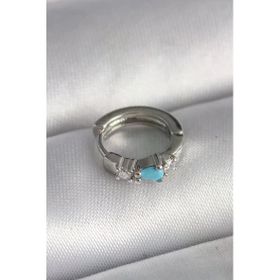 Çelik Gümüş Renk Zirkon Taşlı Boncuk Detay Tragus Piercing