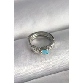 Çelik Gümüş Renk Zirkon Taşlı Boncuk Detay Tragus Piercing