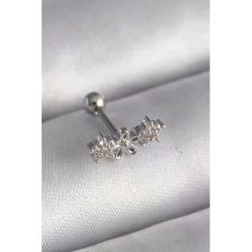 Çelik Gümüş Renk Zirkon Taşlı Çiçek Tragus Piercing
