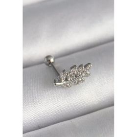 Çelik Gümüş Renk Zirkon Taşlı Dal Tragus Piercing