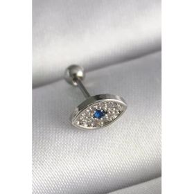 Çelik Gümüş Renk Zirkon Taşlı Göz Tragus Piercing