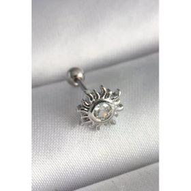 Çelik Gümüş Renk Zirkon Taşlı Güneş Tragus Piercing