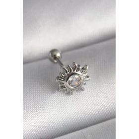 Çelik Gümüş Renk Zirkon Taşlı Güneş Tragus Piercing