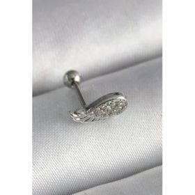 Çelik Gümüş Renk Zirkon Taşlı Kanat Tragus Piercing