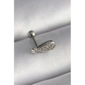 Çelik Gümüş Renk Zirkon Taşlı Kanat Tragus Piercing