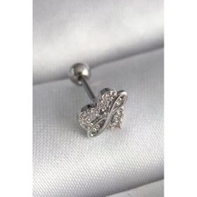 Çelik Gümüş Renk Zirkon Taşlı Sonsuzluk Detay Tragus Piercing