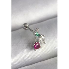 Çelik Gümüş Renk Zirkon Taşlı Tragus Piercing