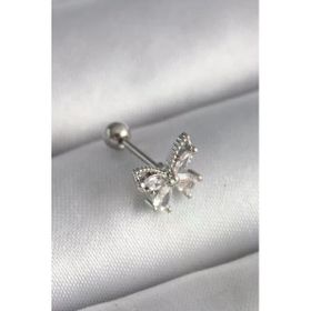 Çelik Gümüş Renk Zirkon Taşlı Tragus Piercing