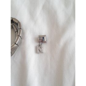 Çelik N Harfli Zirkon Taşlı Italyan Charm