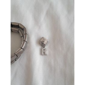 Çelik R Harfli Zirkon Taşlı Italyan Charm