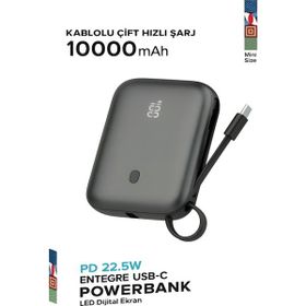Çelikwork FP011 10.000 mAh PD 22.5Watt Hızlı Şarj TYPE-C Siyah Powerbank