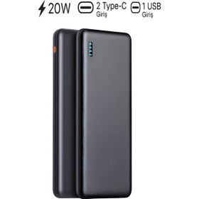 Çelikwork FP10 Pd 20W Hızlı Şarj 10.000 mAh Type-C ve Mikro USB Girişli Siyah Powerbank