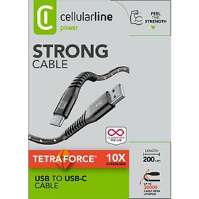Cellular Line Tetra Force Siyah 2 m Type C Kablo