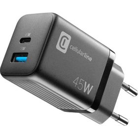 Cellularline Multipower Gan 2 Port 45 Watt Siyah Süper Hızlı Şarj Adaptörü