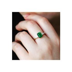 Cem Aykan Kuyumculuk AK1149 Davos Green Topaz Doğal Taş Kadın Pırlanta Tek Taş Yüzük