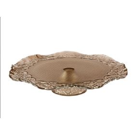 Cemile Dantel Luster Amber 32.5 cm Ayaklı Cam Tabak