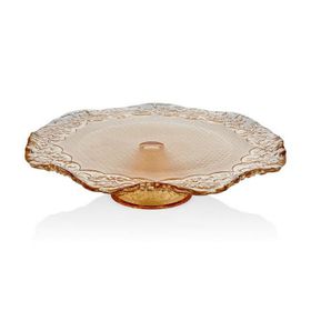 Cemile Dantel Luster Amber 32.5 cm Ayaklı Cam Tabak