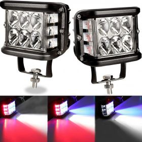 CemOto Lass319 - 1 Beyaz Kırmızı Mavi 12 Led 36 w Çift Offroad Sis Lambası