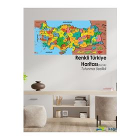 Cengo Renkli Türkiye Haritası 56 cm x 118 cm Kağıt Tahta