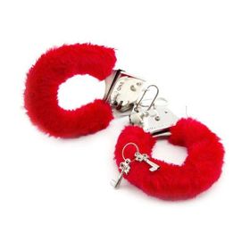 Censan Kırmızı Fetiş Fantezi Peluşlu Metal Kelepçe